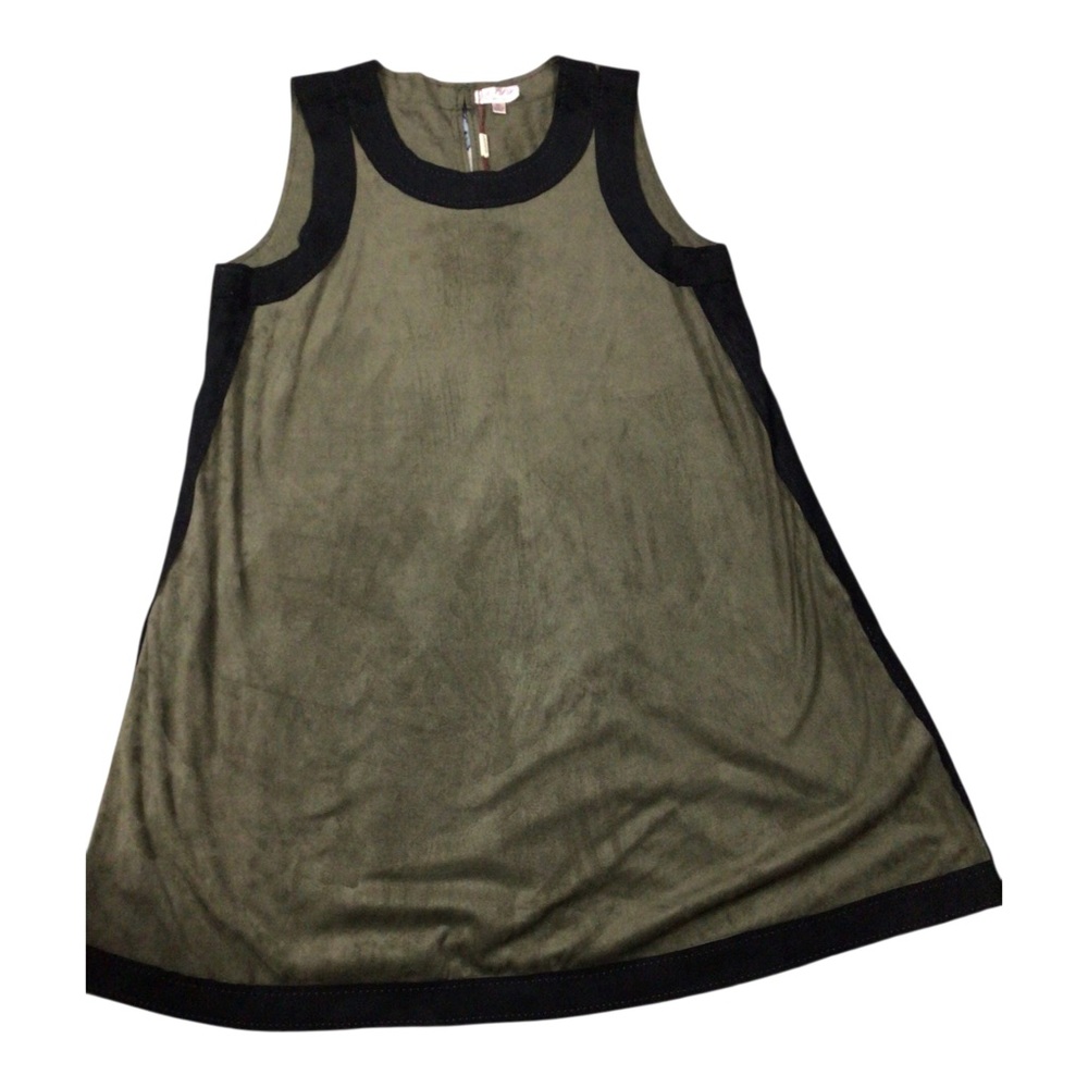 NWT MSSP Olive Green A-Line Dress Black Trim XL